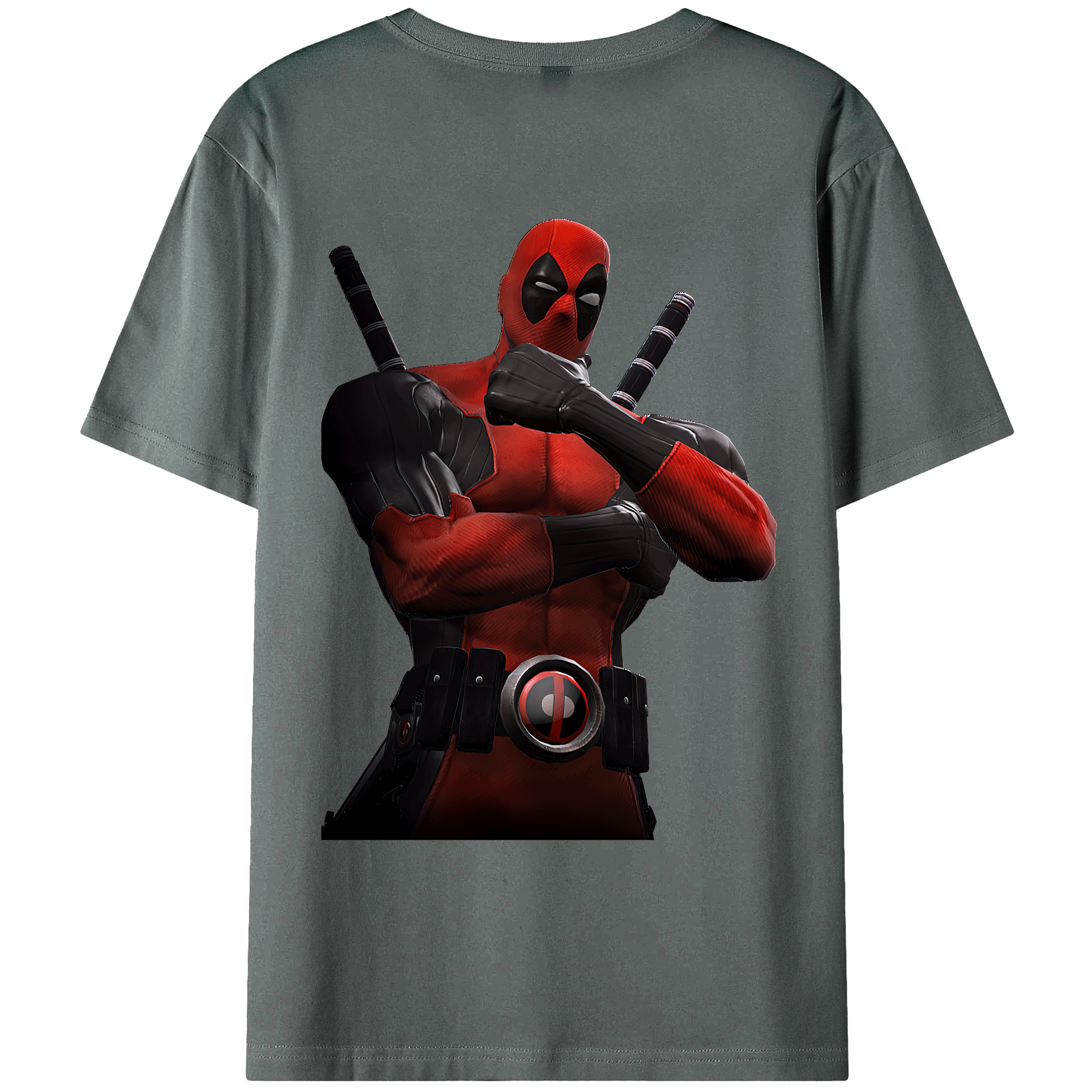 （画像用） Deadpool デッドプール 綿100％ メンズ半袖Tシャツ（バックプリント） 通気性